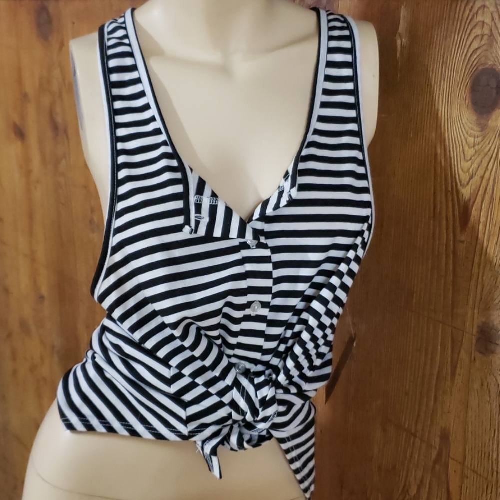 YMI striped button front tank size small/medium